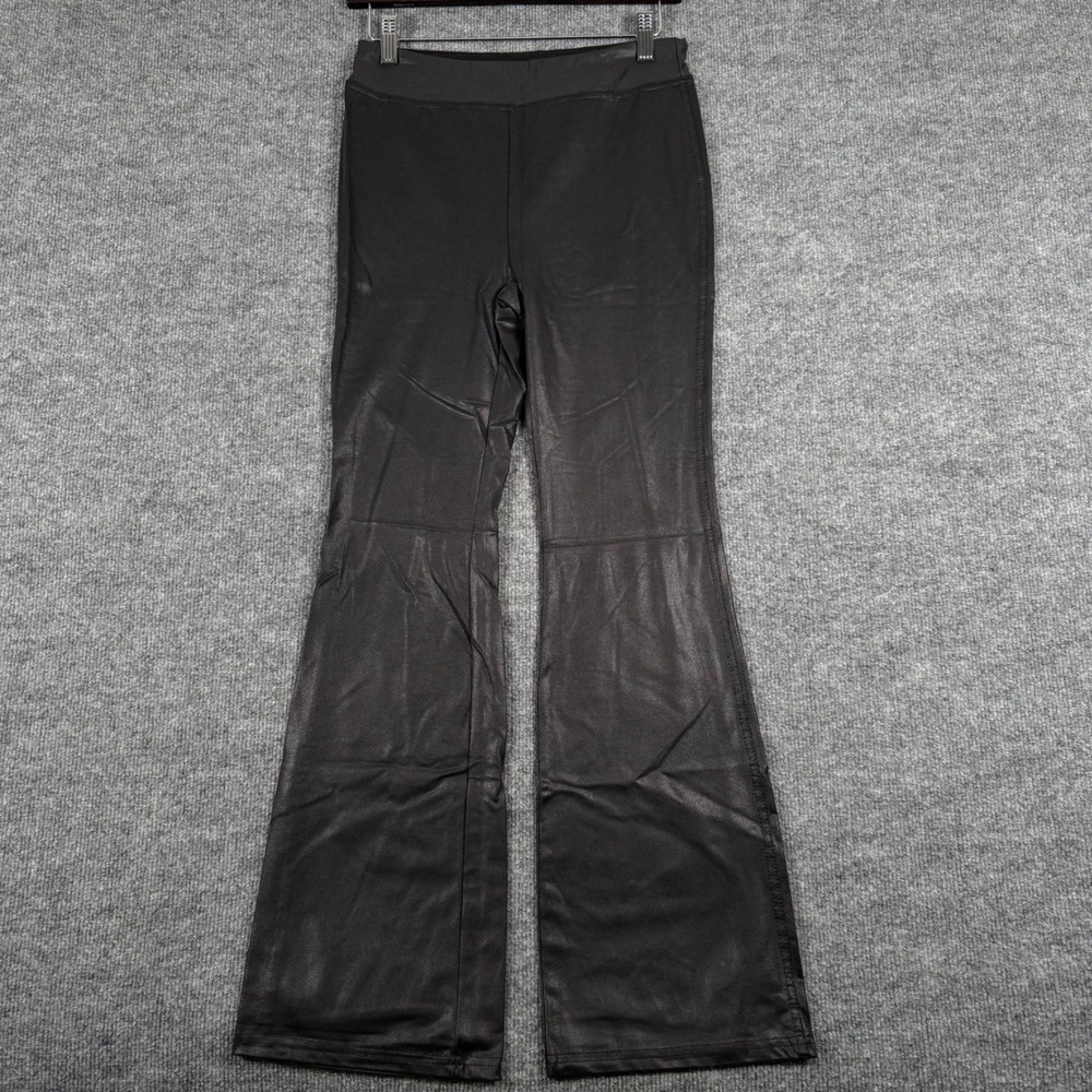 Y2K Faux Leather M PullOn Bell Bottom Flare Pants Retro 70s Chic Party Moto Boho